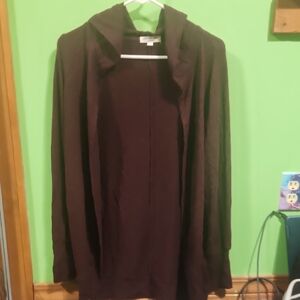Hooded Burgundy Cardigan Sweater